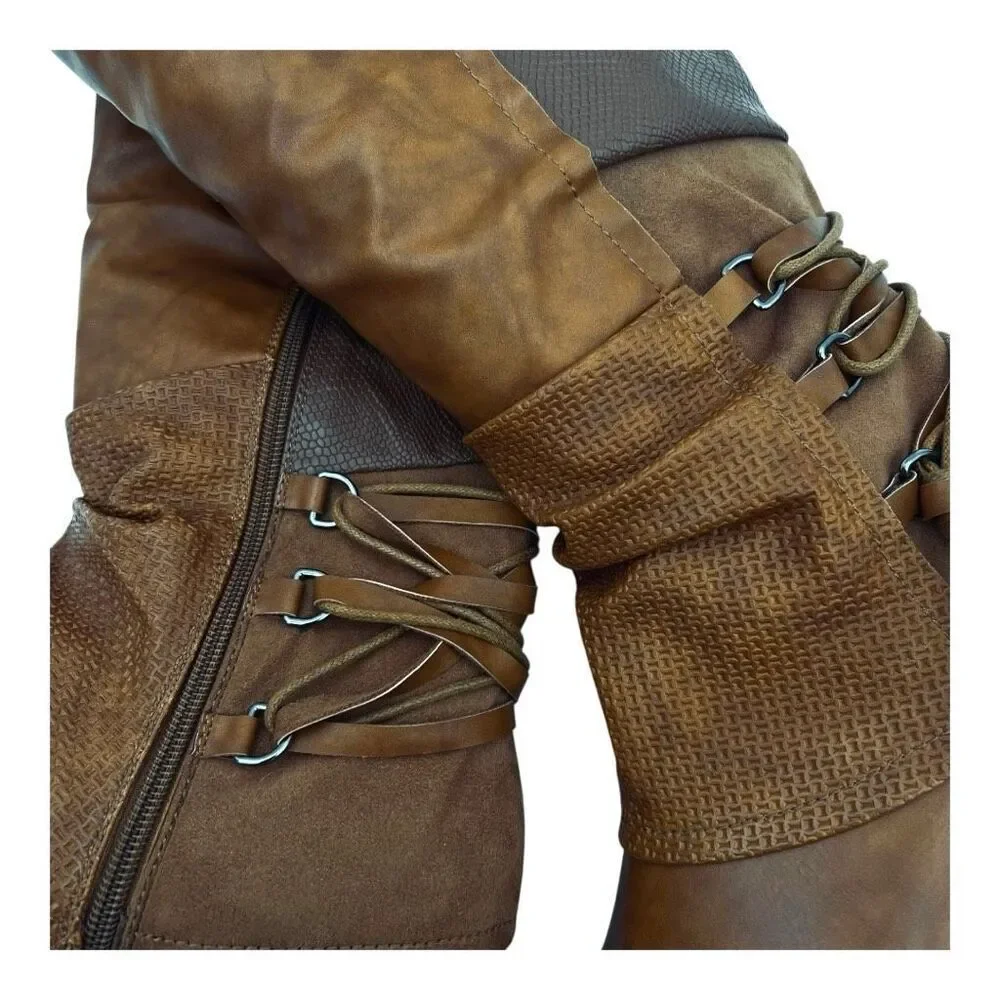 Patrizia MAXIE Manmade Leather Riding Boots By Spring Step Women’s 41 Camel